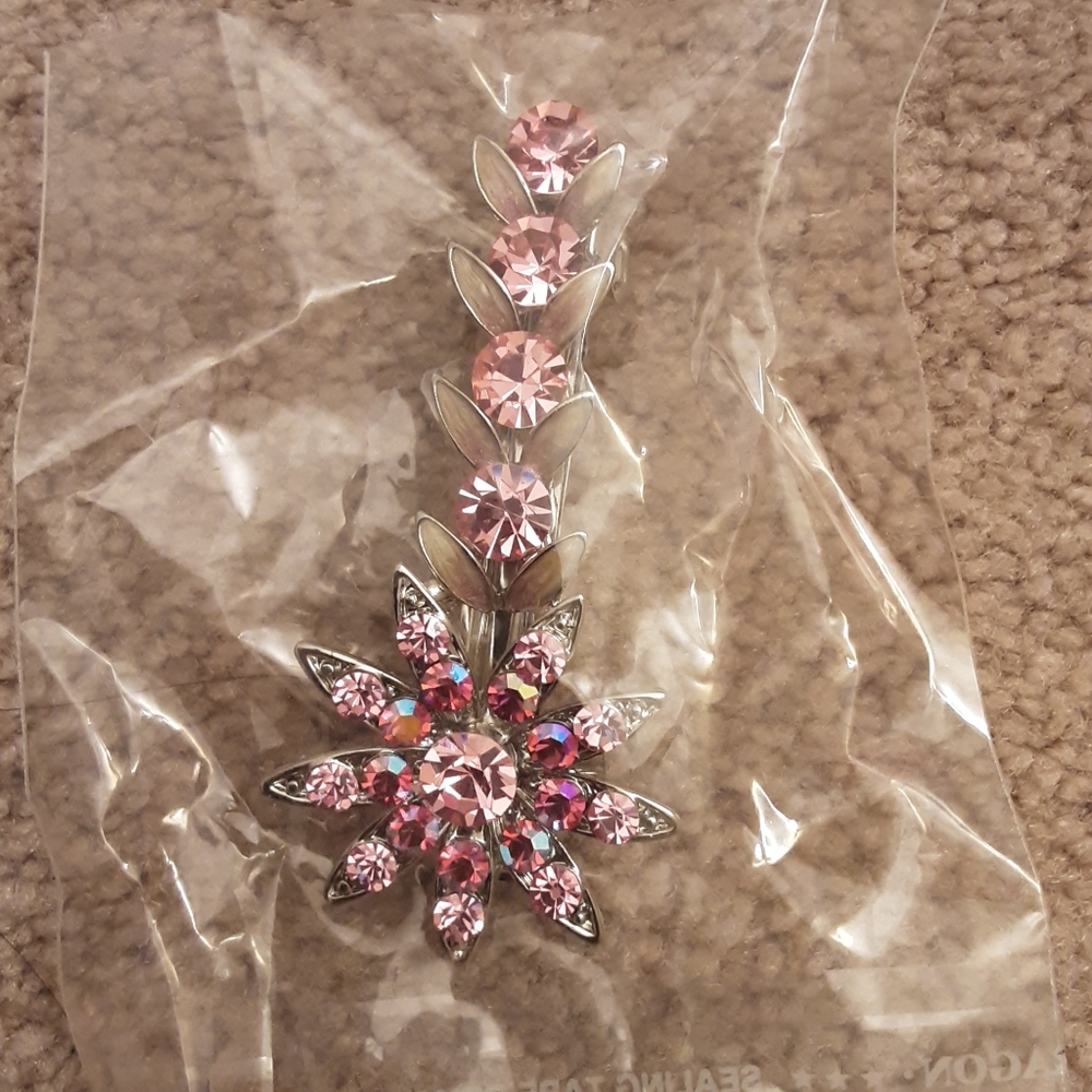 **NEW** FLOWERS CRYSTAL HAIR CLIP NWOT